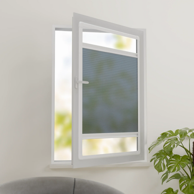 Pleated Blinds No Drill - Easy Fit - Perfect Magnetic Frame - Translucent - Blue